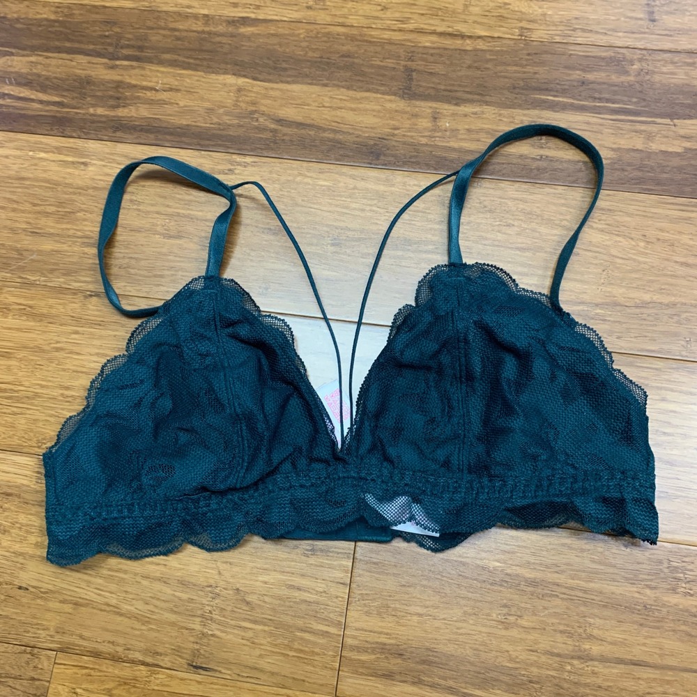 PINK Victoria's Secret Lace Triangle Bralette Womens Size Small Green‎ Strappy